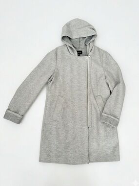 Le Chateau Women’s Grey Hooded Jacket with Off Centre Zipper Size Small